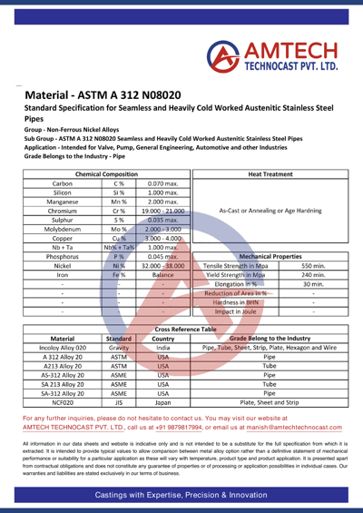 ASTM A 312 N08020